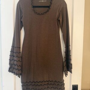 Olive Ruffle Trim Dress